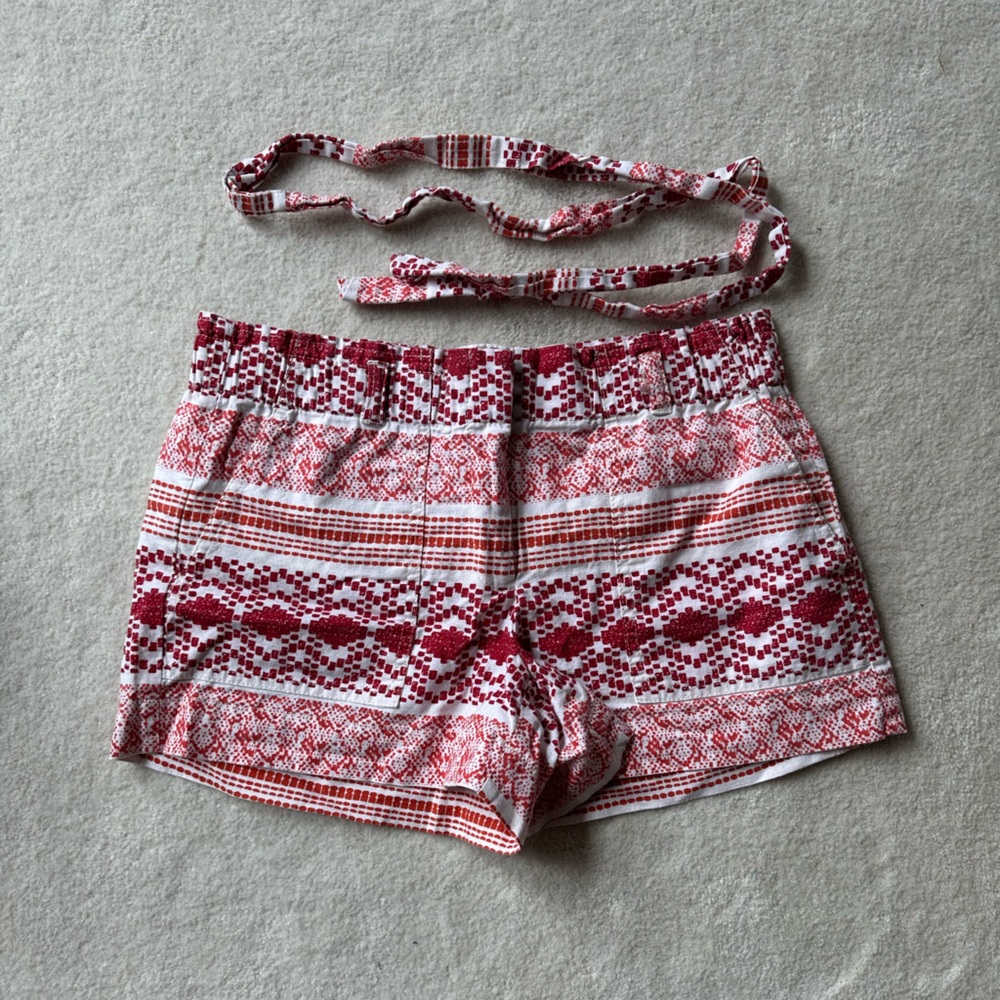 LOFT Red and Orange paper bag shorts